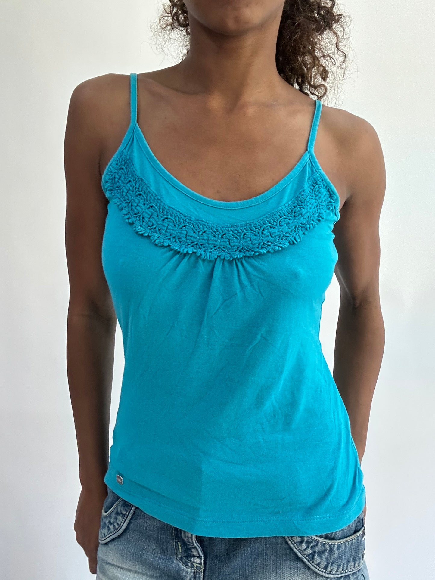 wag drop | small blue ruffle cami top