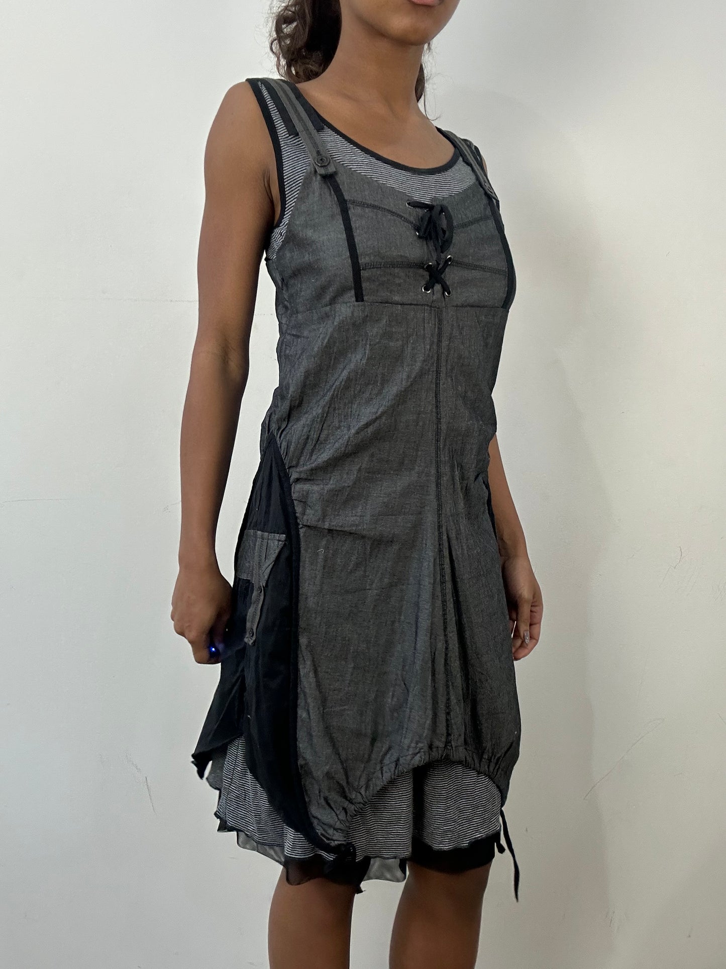 romantic grunge edit | small/medium grey striped mini dress