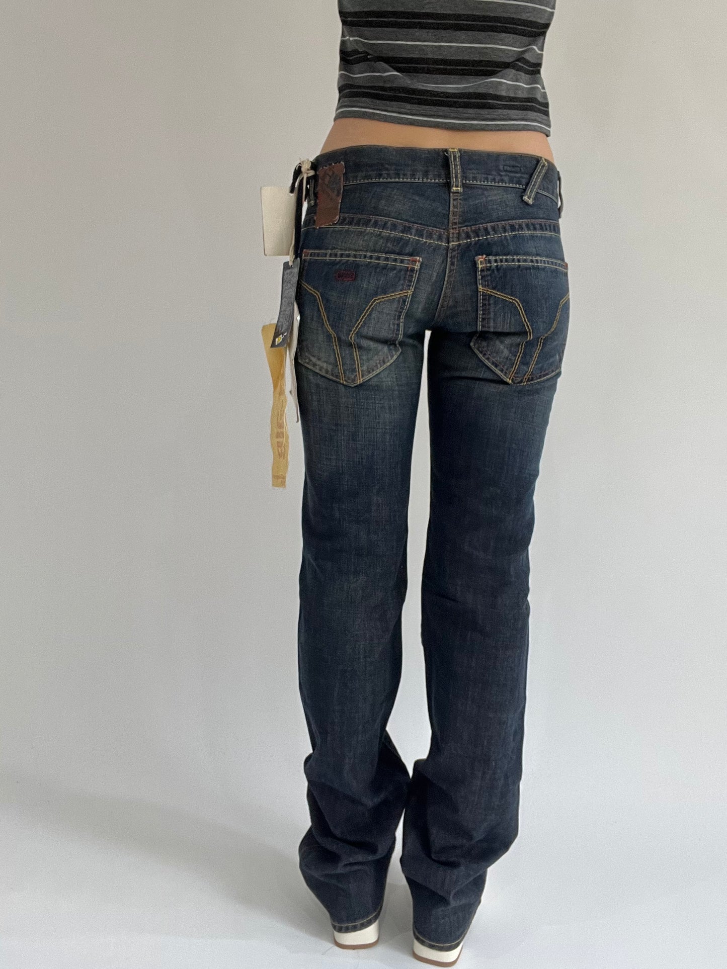‼️ | small dark blue pocket zip detail fitted jeans