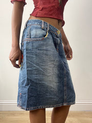 vintage edit thirty-two | medium blue denim midi skirt