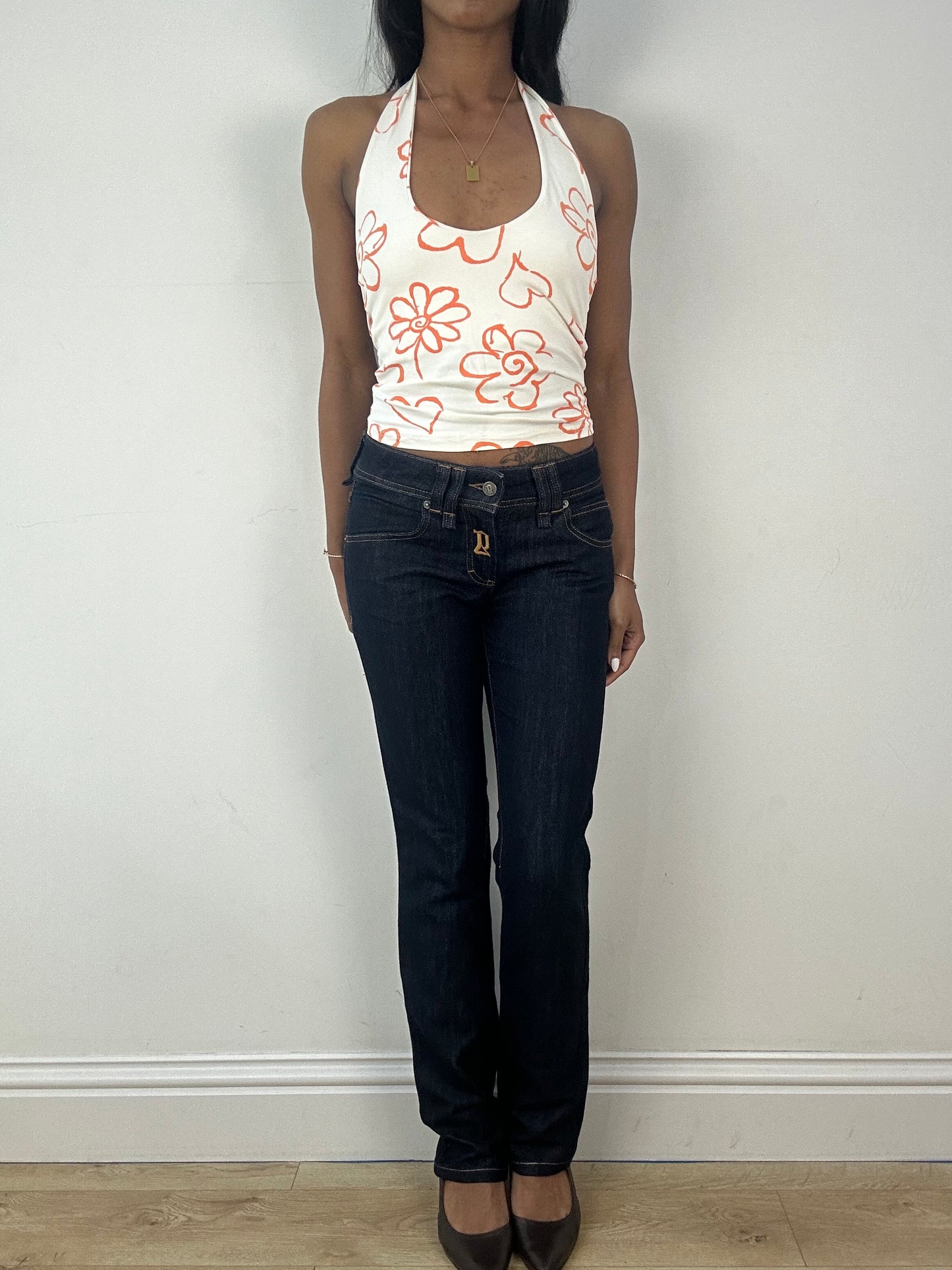 vintage edit eighteen | small blue denim galliano jeans with diamanté lettering