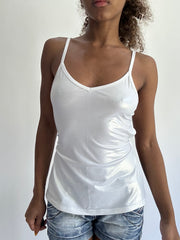 MEJORES SELECCIONES | pequeña camiseta de cami iridiscente blanca sin espalda
