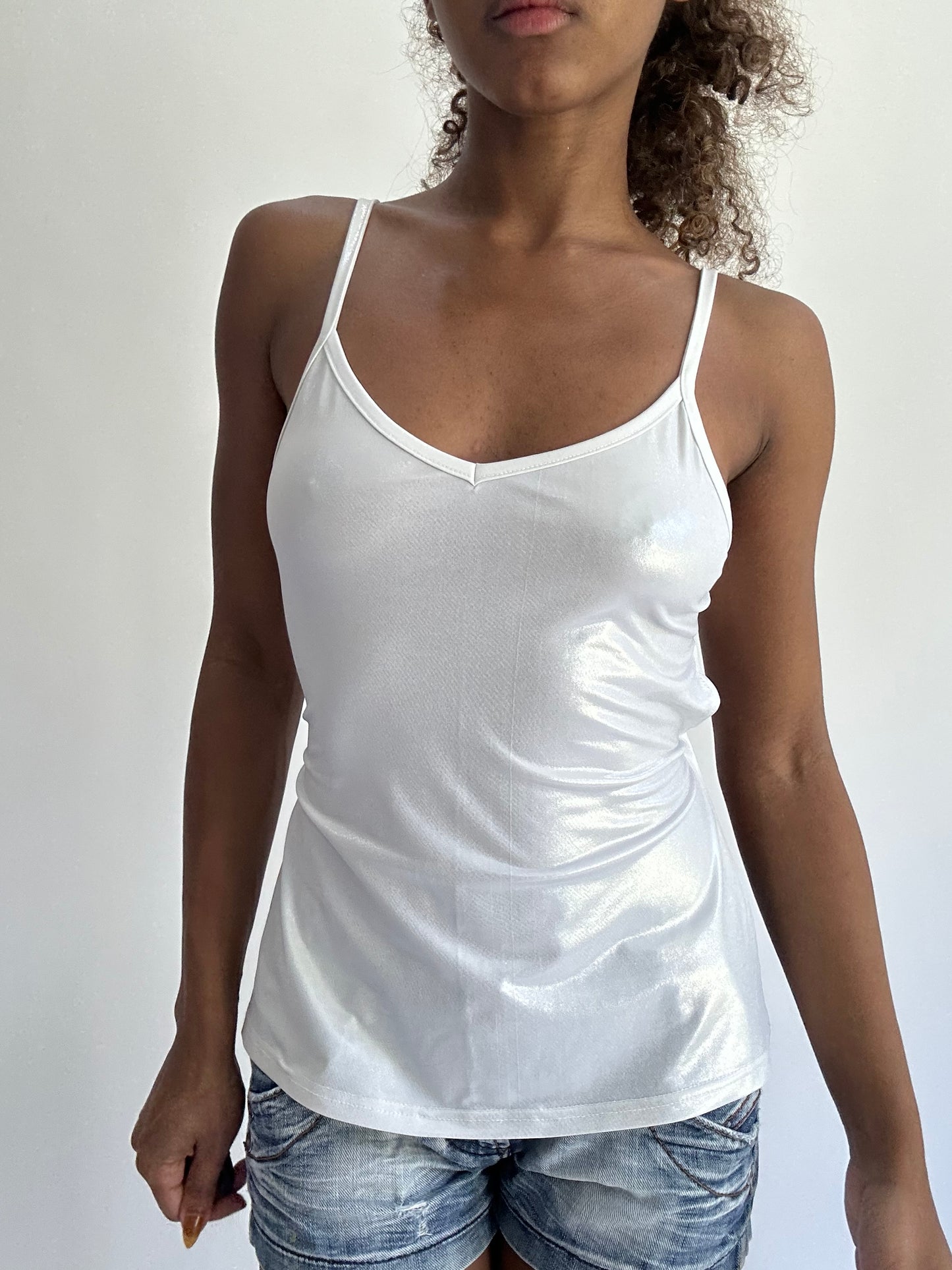 BEST PICKS | small white iridescent cami top