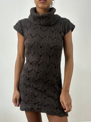 BEST PICKS | small brown knit mini dress with oversized turtleneck collar