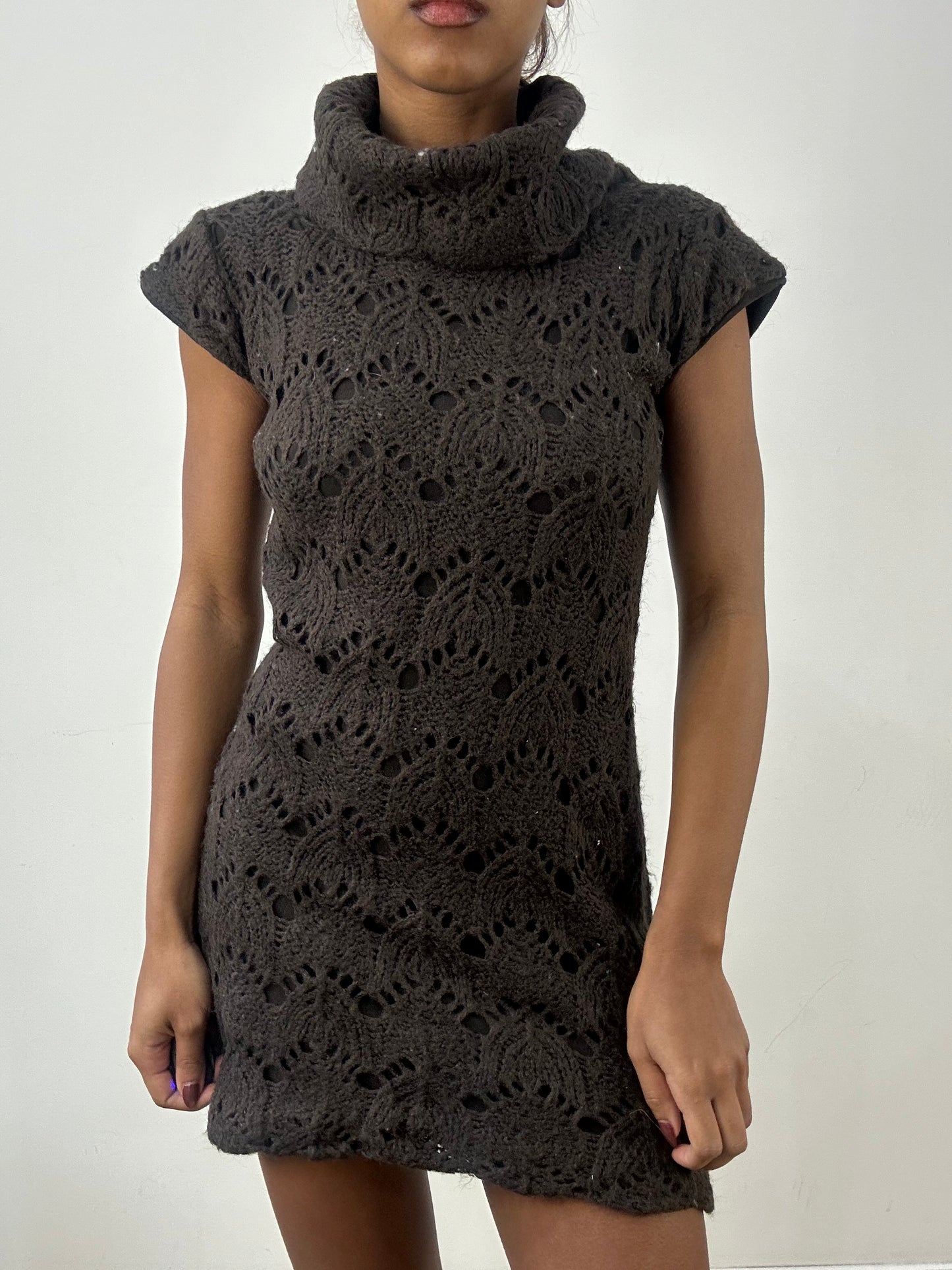 BEST PICKS | small brown knit mini dress with oversized turtleneck collar