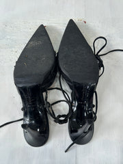 ⭐️ vintage edit: halloween | UK4 black tie up slingback heels with lace details