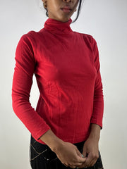 MOB WIFE DROP | small red roll neck long sleeve top