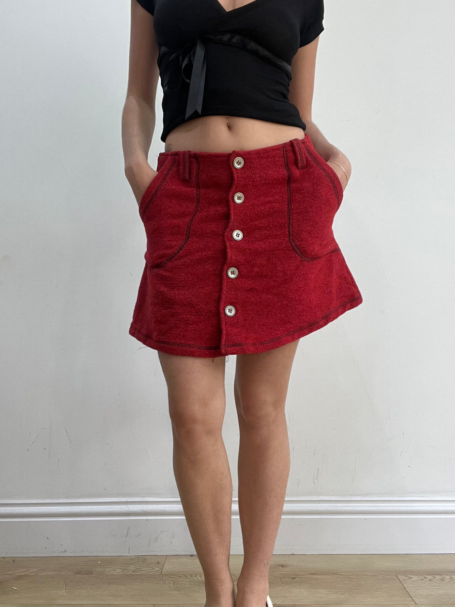 💻 BEST PICKS | red knit button up mini skirt