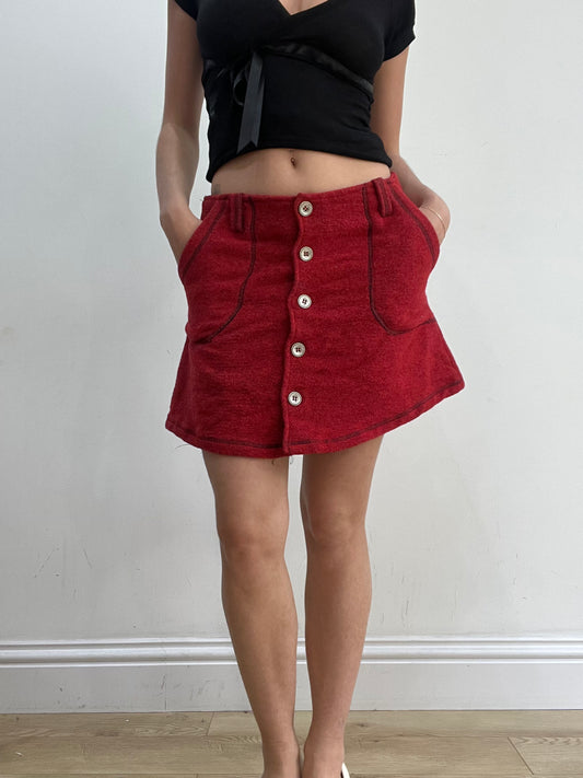 💻 BEST PICKS | red knit button up mini skirt