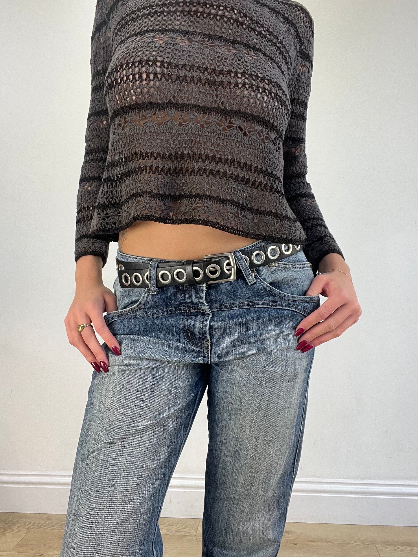 vintage edit sixteen | black and silver faux leather belt