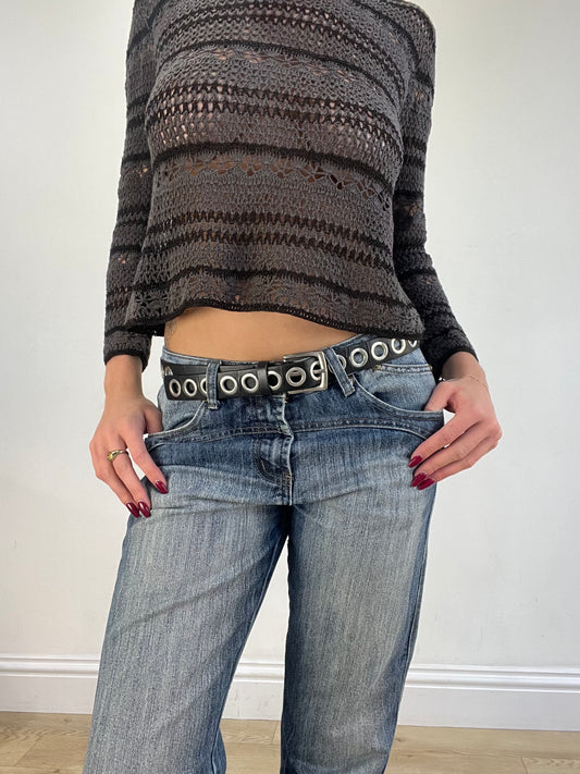 vintage edit sixteen | black and silver faux leather belt