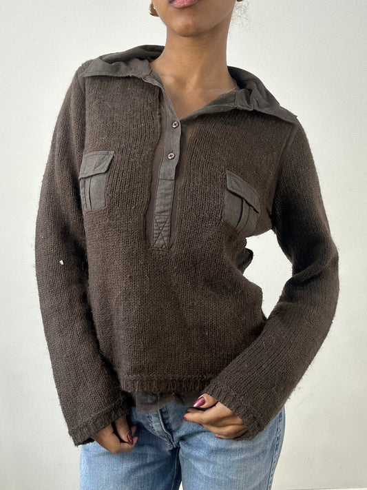 winter edit | medium brown knit jumper with collar