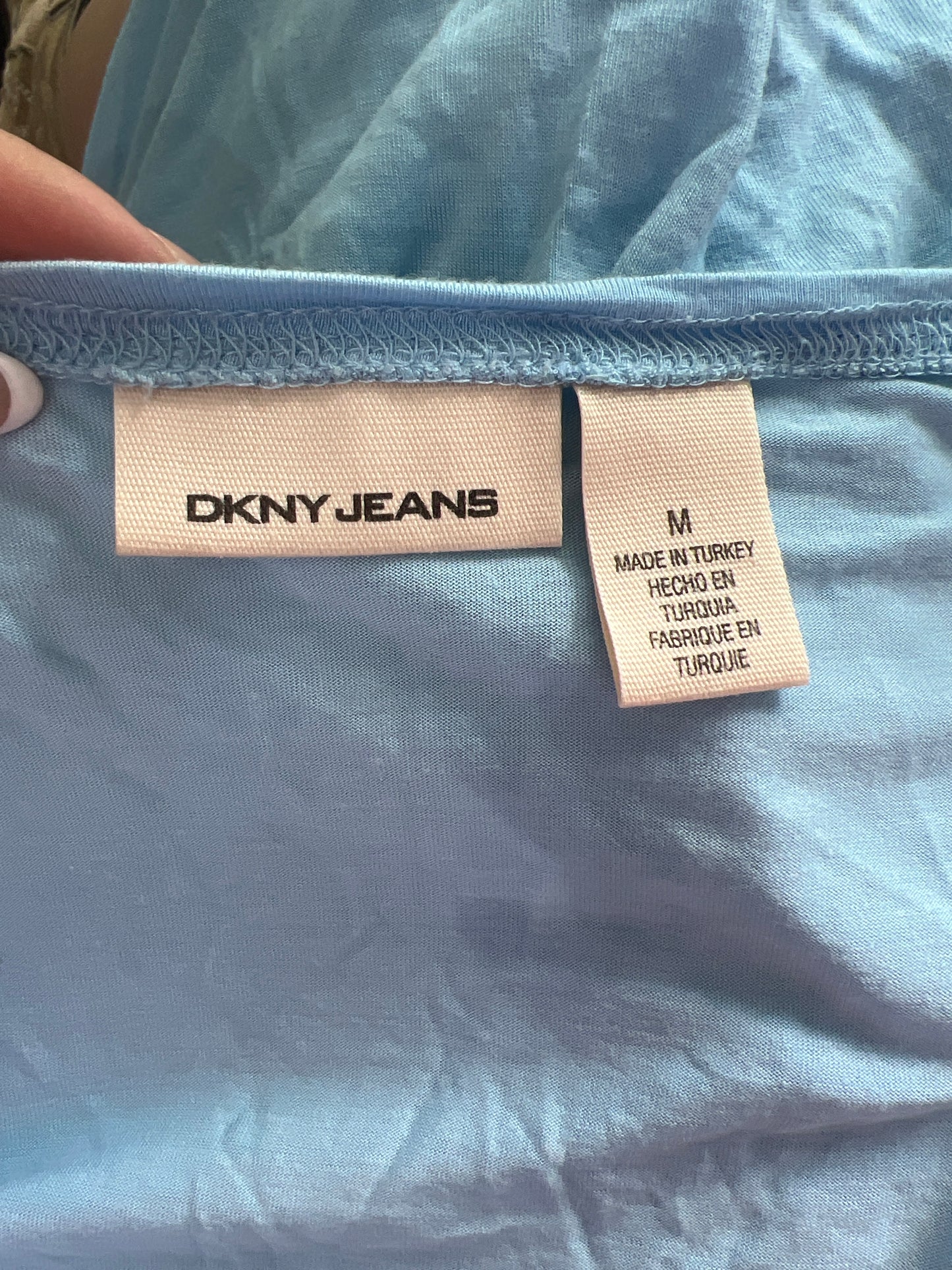 SATC drop | medium baby blue DKNY jeans top