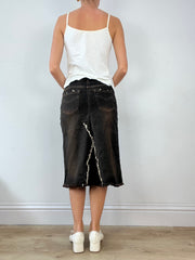 💻 DINNER PARTY | small brown and black denim midi skirt