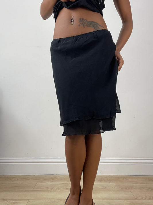 vintage edit: halloween | extra small black mesh overlay midi skirt