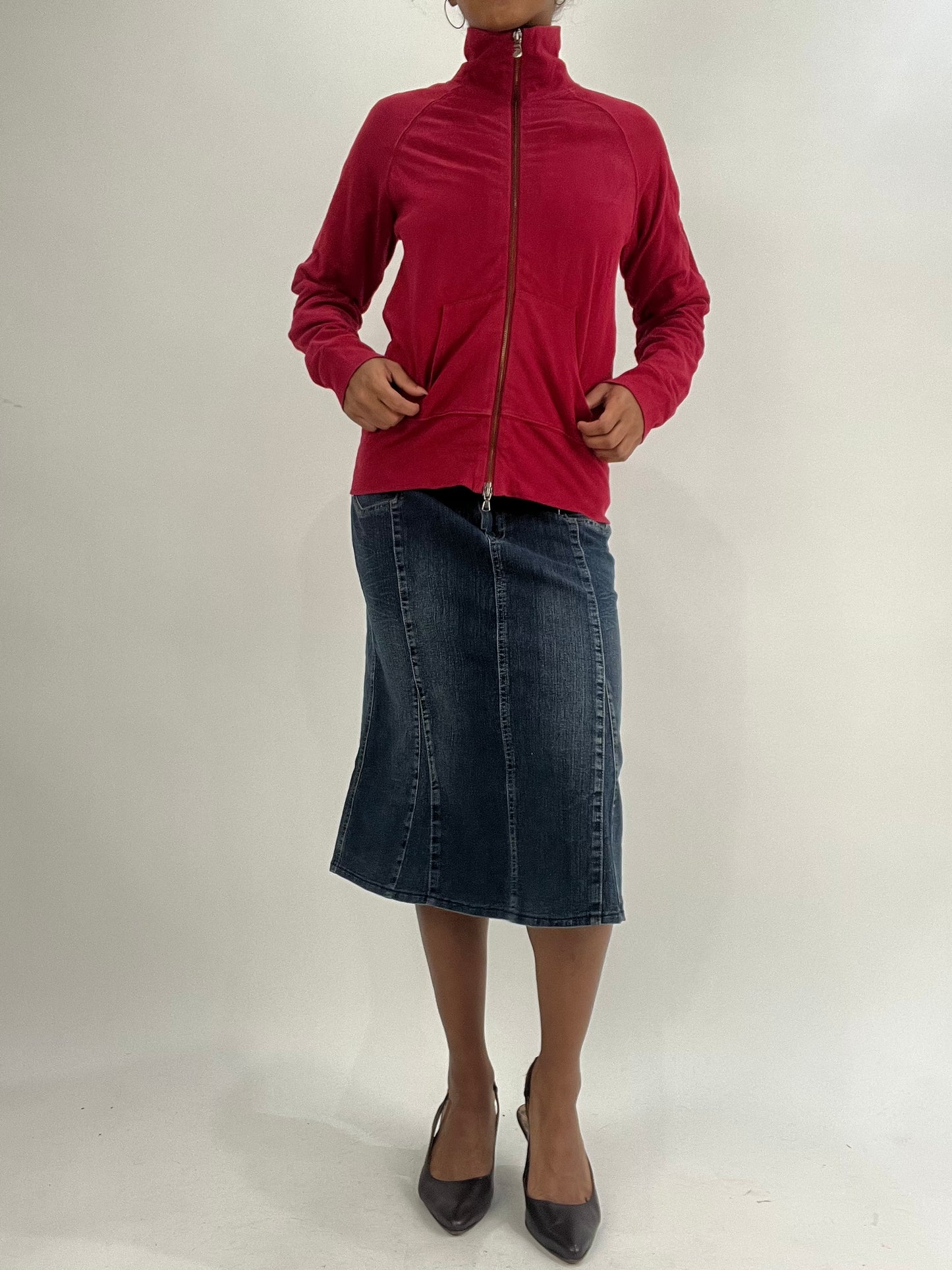 vintage edit thirty-five | medium red calvin klein dual zip hoodie