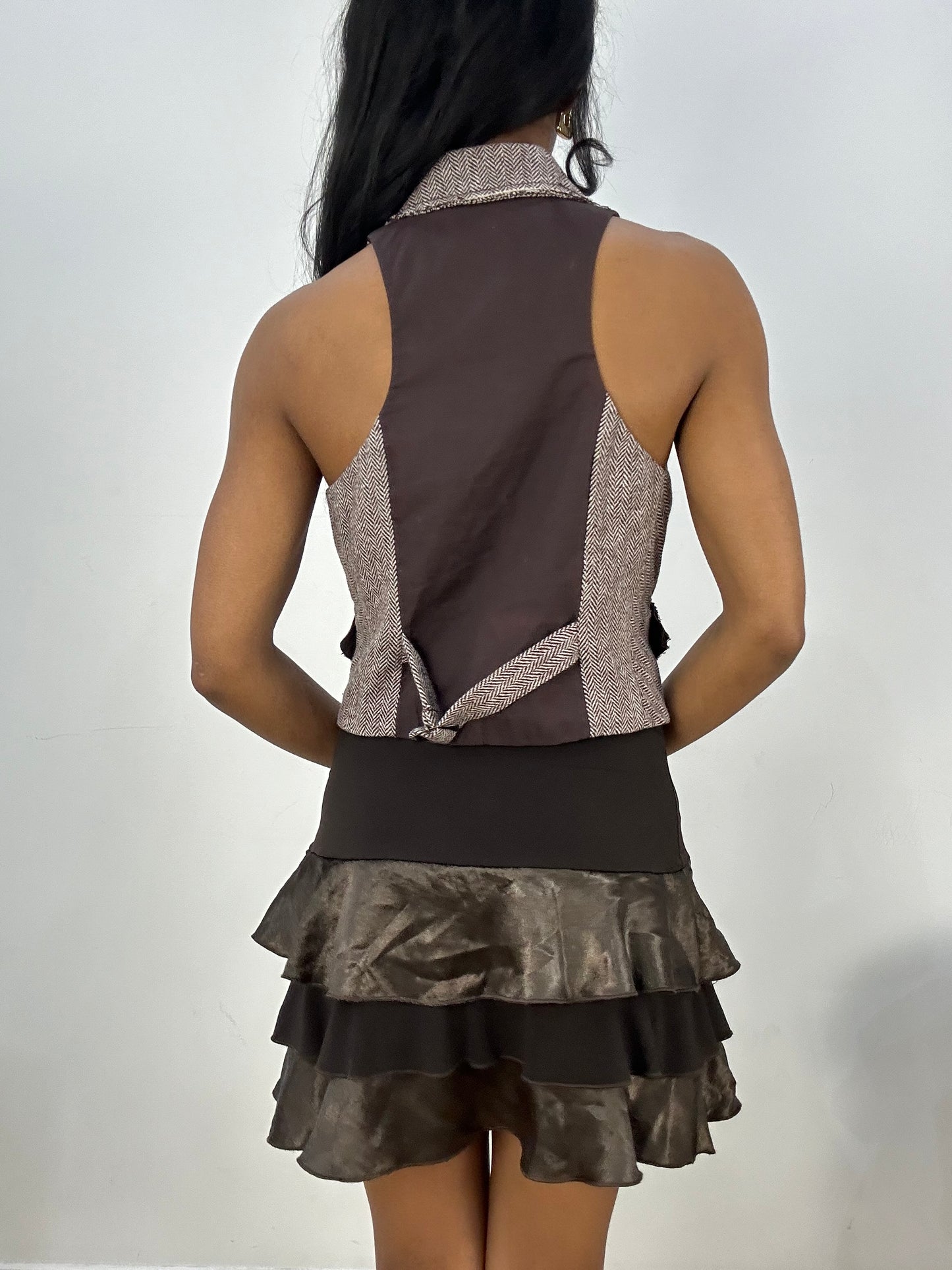BEST PICKS | small brown tweed waistcoat with fur detail