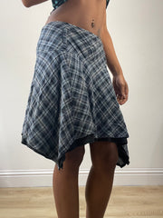 vintage edit: fashion week | medium blue orsay plaid midi skirt