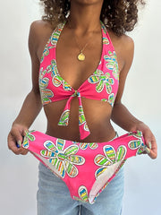 Beach drop | juego de bikini floral rosa pequeño/medio