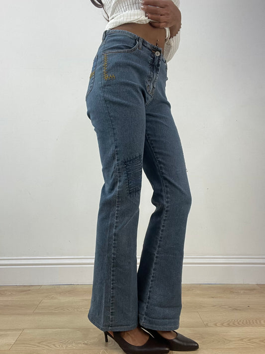 vintage edit thirty-three | small blue denim jeans with patchwork detail