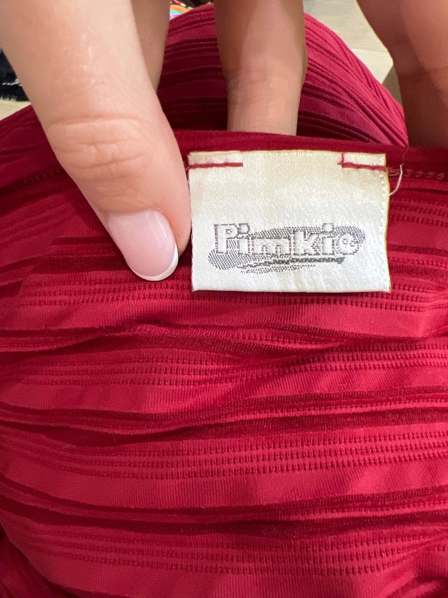 vintage edit twenty | small red pimkie ribbed cross over wrap style top