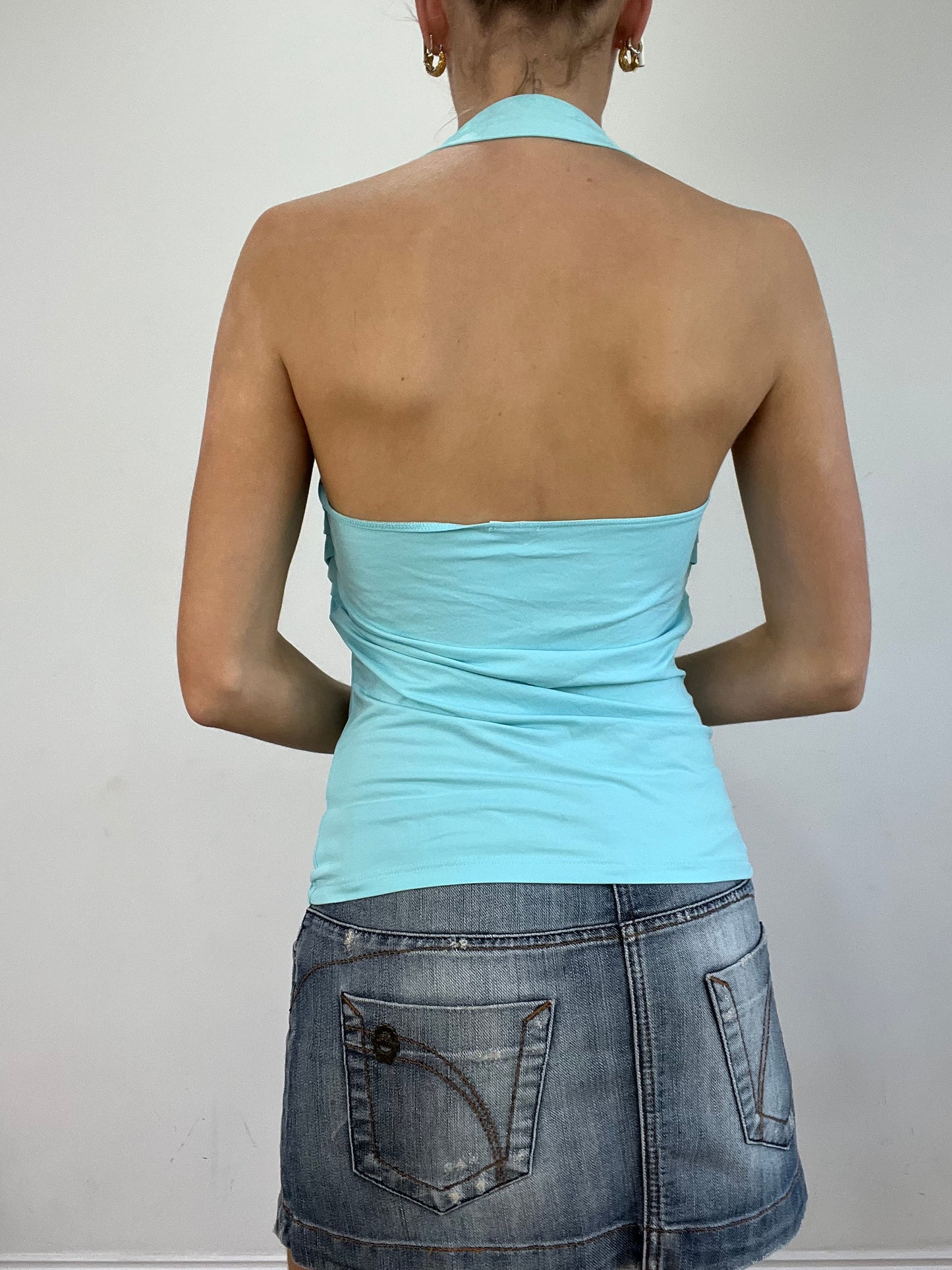 vintage edit twenty | large baby blue intimissimi halterneck top