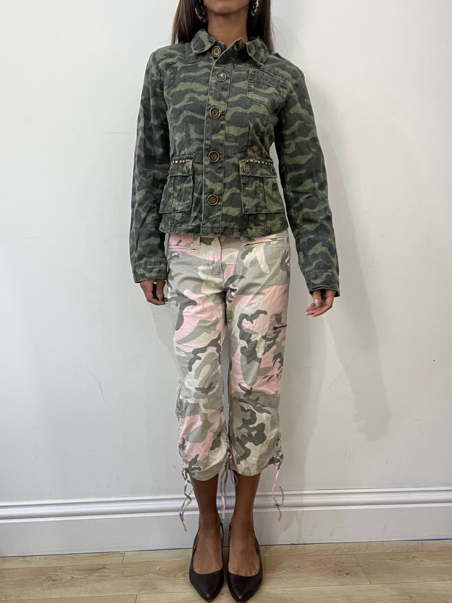 2016 edit | small/medium green camo print button up jacket