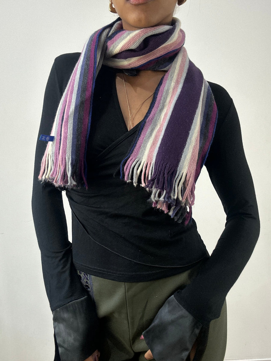 winter edit | purple and pink striped tassel scarf