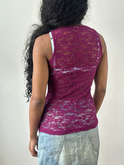 vintage edit: festival | Pequeno púrpura de laça tanque vestido superior feminino