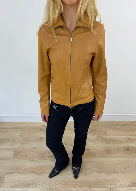 small tan faux leather jacket