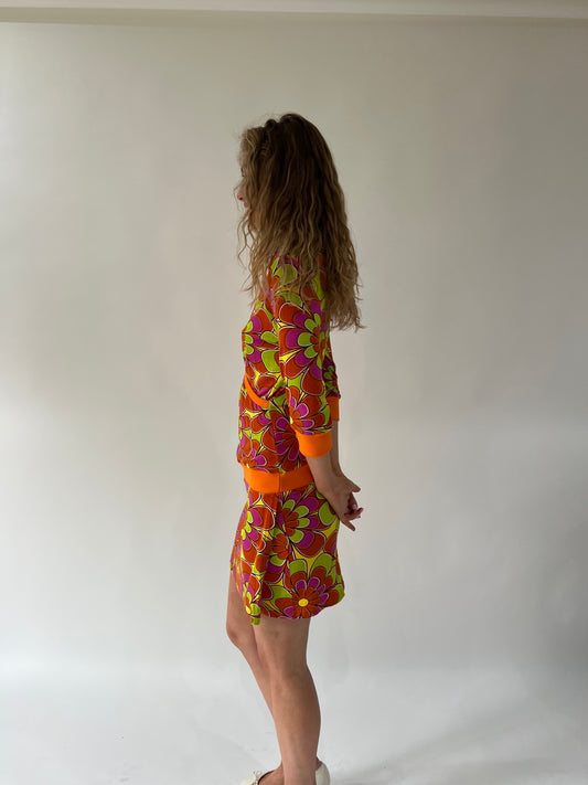 SATC drop | mini vestido estampado naranja medio