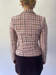devil wears prada | small pink and white blazer with plaid print