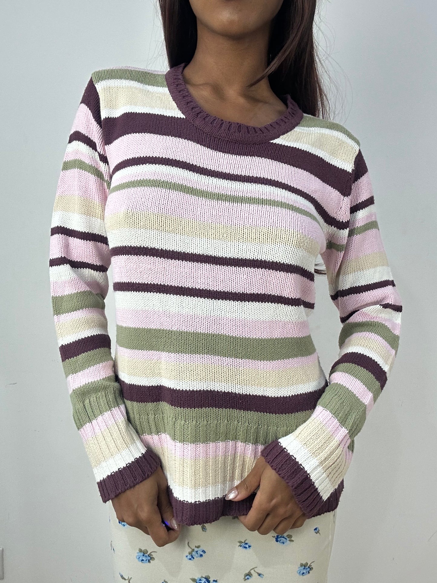 BEST PICKS | small cream and purple striped jumper
