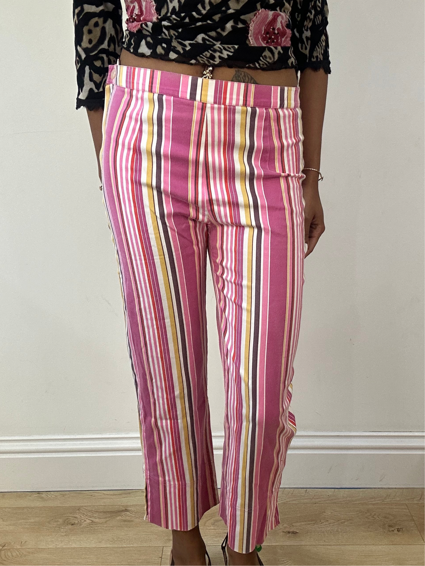 vintage edit eighteen | small pink and white stripy low waisted trousers