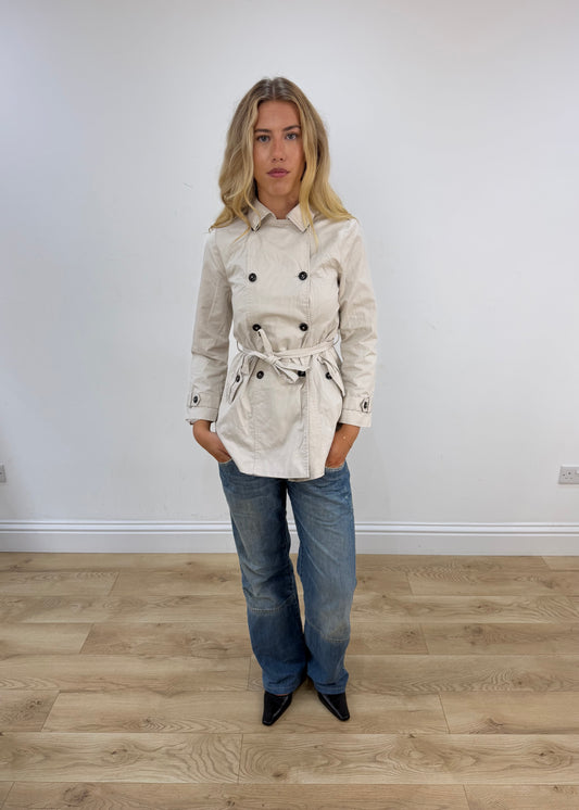 extra small old label zara beige trench coat