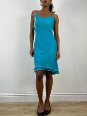 BEST PICKS | small blue midi dress with mesh overlay