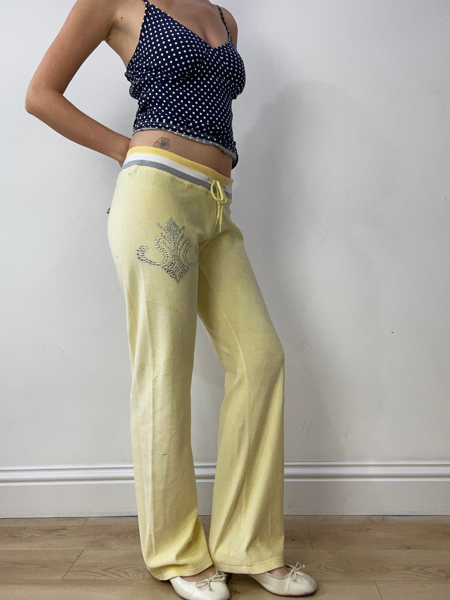 vintage edit thirty | small yellow velour style tracksuit bottoms