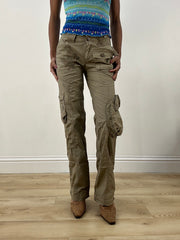 HIPPY CHIC DROP | taille: S · couleur: marron · article: pantalon · détails: style cargo + broderie + devant