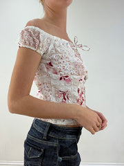 BEST PICKS | small white and pink floral off the shoulder top