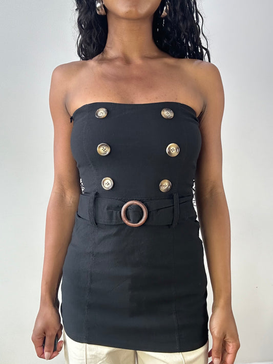vintage edit twenty-three | small black bandeau top with button detail