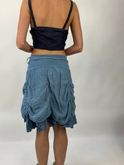 COASTAL COWGIRL DROP | small blue ruffle midi skirt with adjustable waist belt