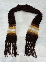 BEST PICKS | brown and yellow crochet scarf with tassel detail
