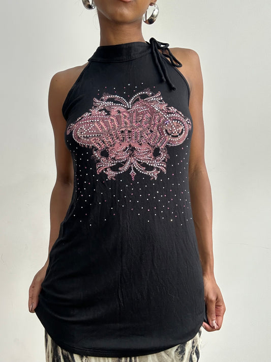 midsummer edit | small black harley davidson sleeveless high neck top