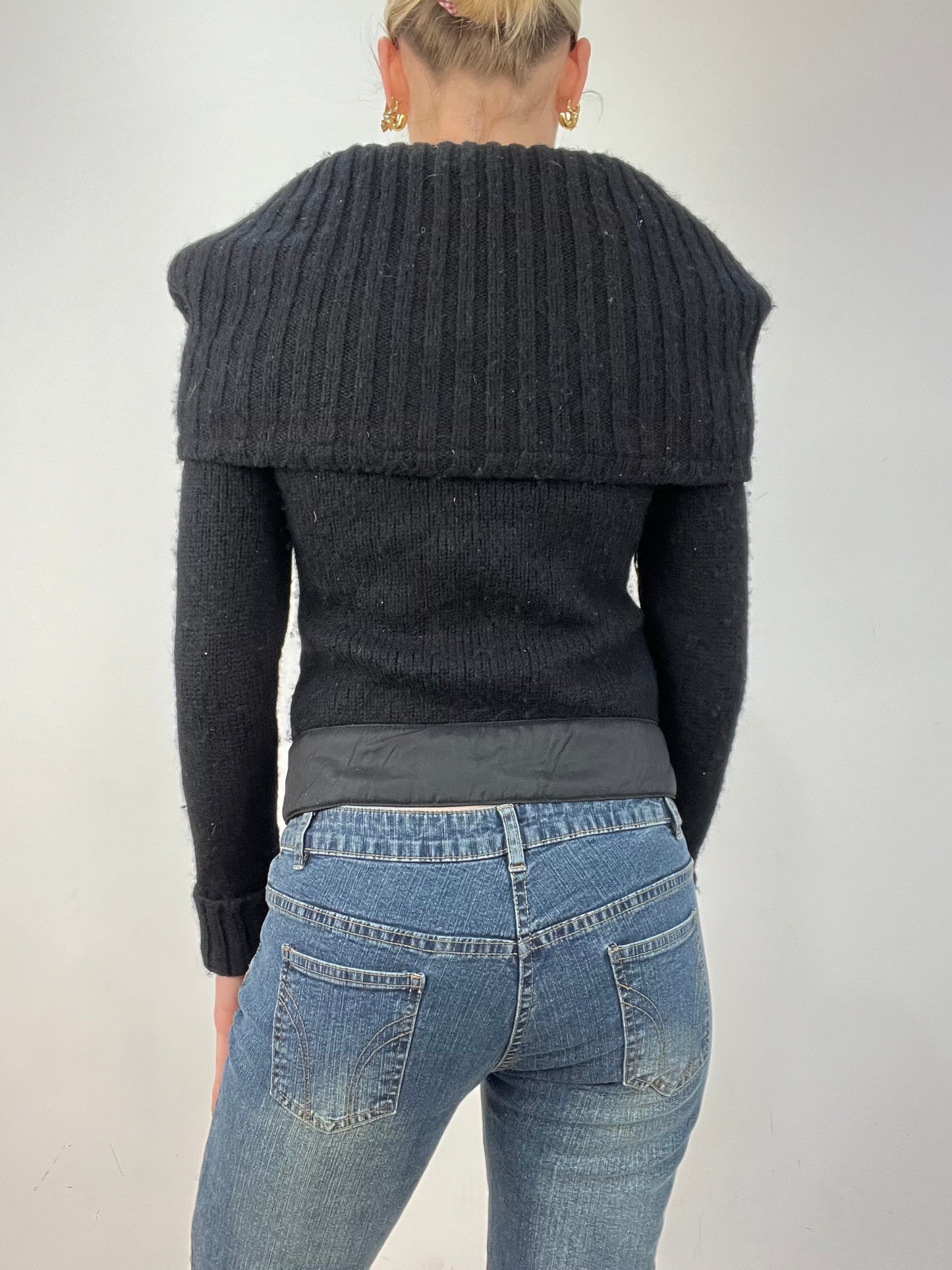 vintage edit twelve | small black miss sixty wide neck zip up jacket