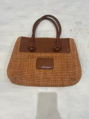 Y2K| medium orange and brown woven handbag