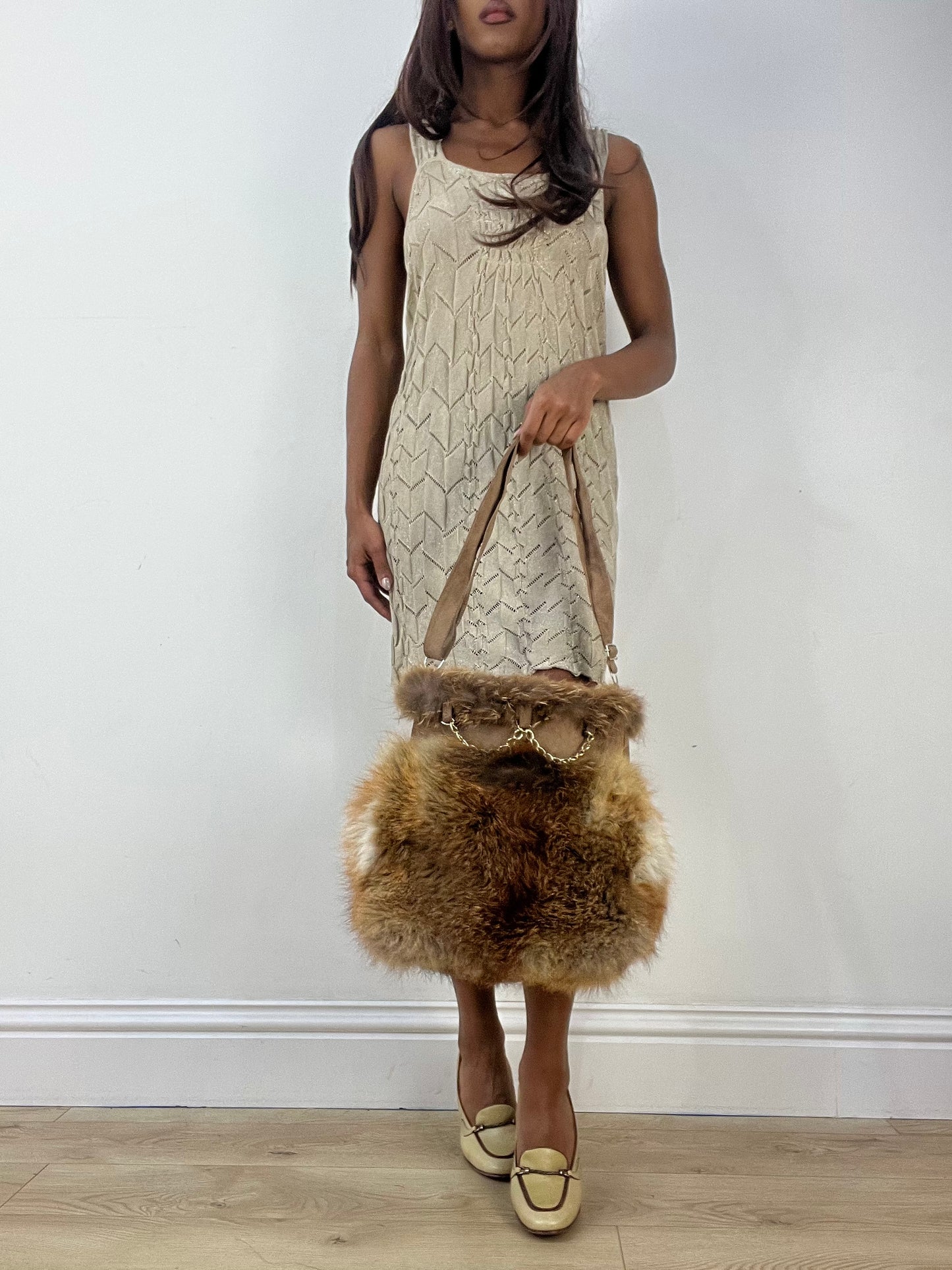 vintage edit thirty-three | brown faux fur shoulder bag