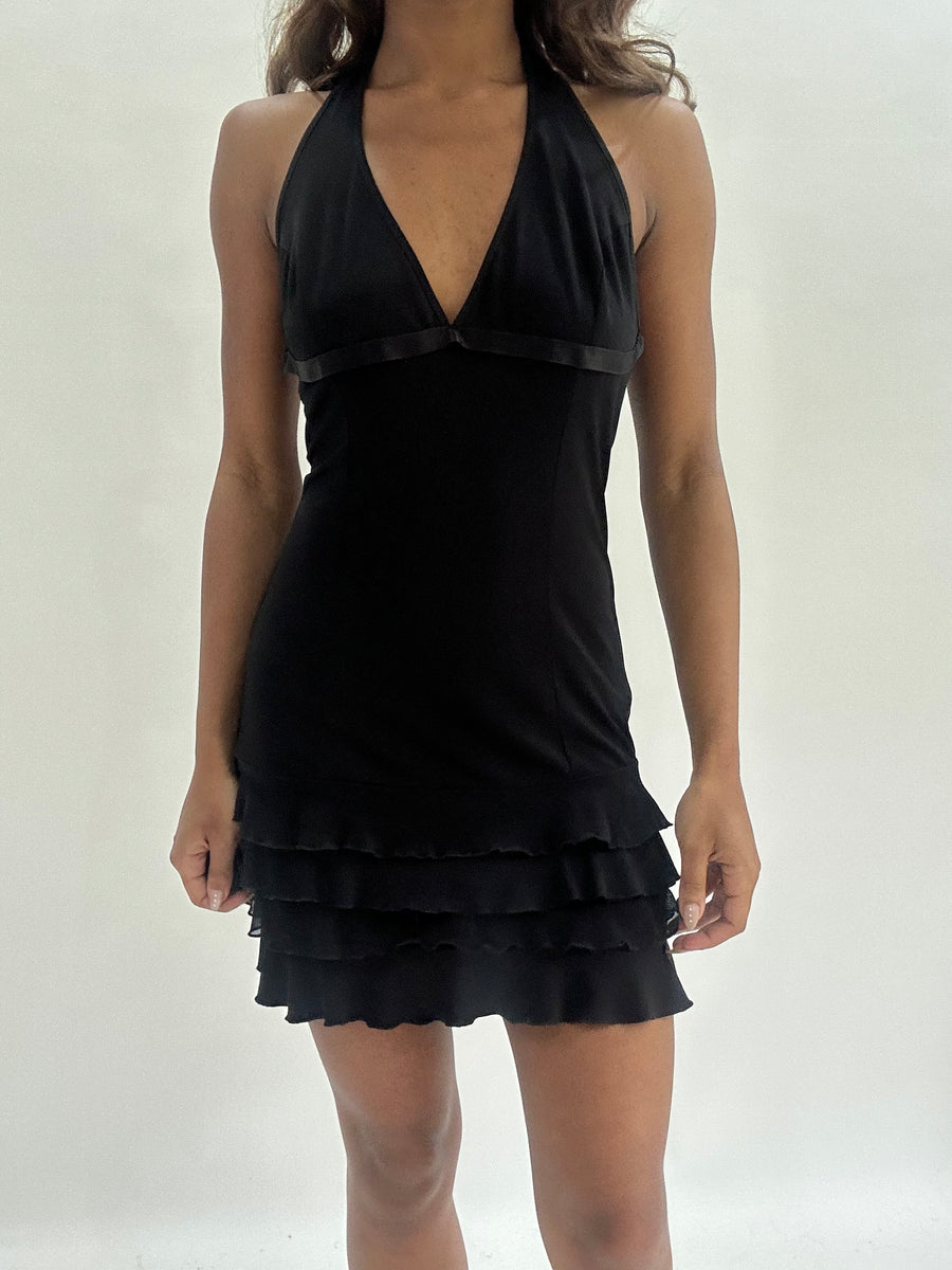 wedding guest drop | taille: S · couleur: noir · article: robe · détails: encolure dos-nu + longueur mini