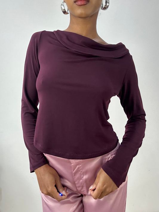 vintage edit: halloween | small purple cowl neck long sleeve top