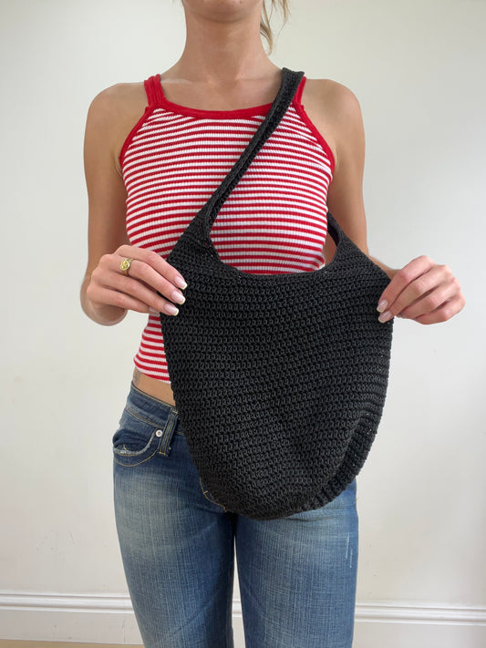 💻💚vintage edit twenty-four | black crochet crossbody bag