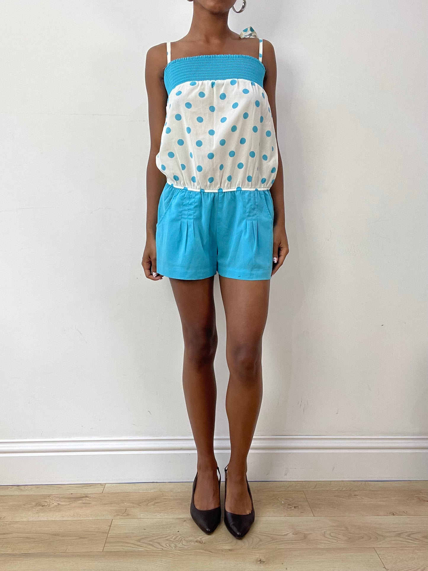 vintage edit twenty-seven | small blue and white polka dot playsuit